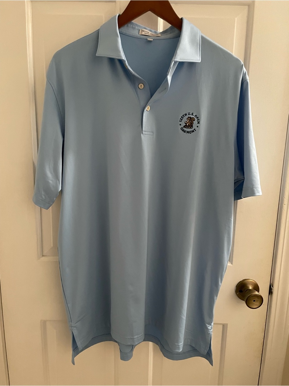 Peter Millar Summer Comfort Golf Polo shirt Mens sz L US Open Oakmont wicking